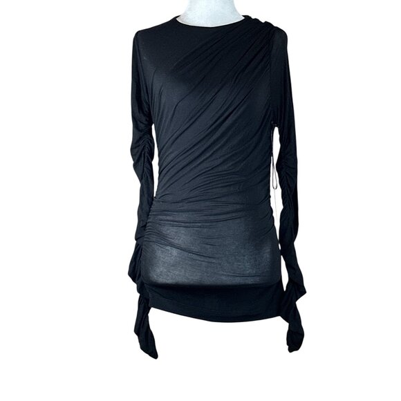 Agolde Tania Twist Tshirt in Black Small New Womens Long Sleeve Top Tee - Picture 6 of 17